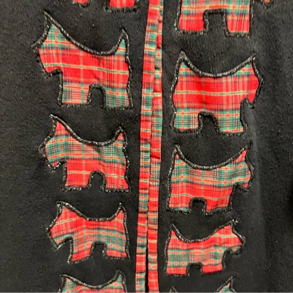 Vintage Scottish Terrier Open Front Cardigan Fleece Sweater - Picture 6 of 13